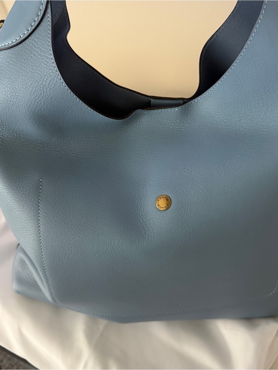 Coach Handbags - Coach Light Blue Leather Shoulder Bag with Gold Logo Brooklyn28
